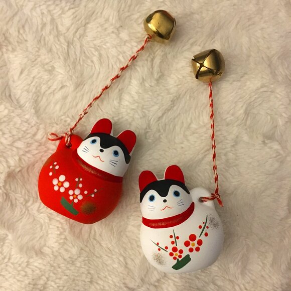 Vintage Kitsch Inu Hariko Dorei Bell Pair Made In Japan - Picture 1 of 16